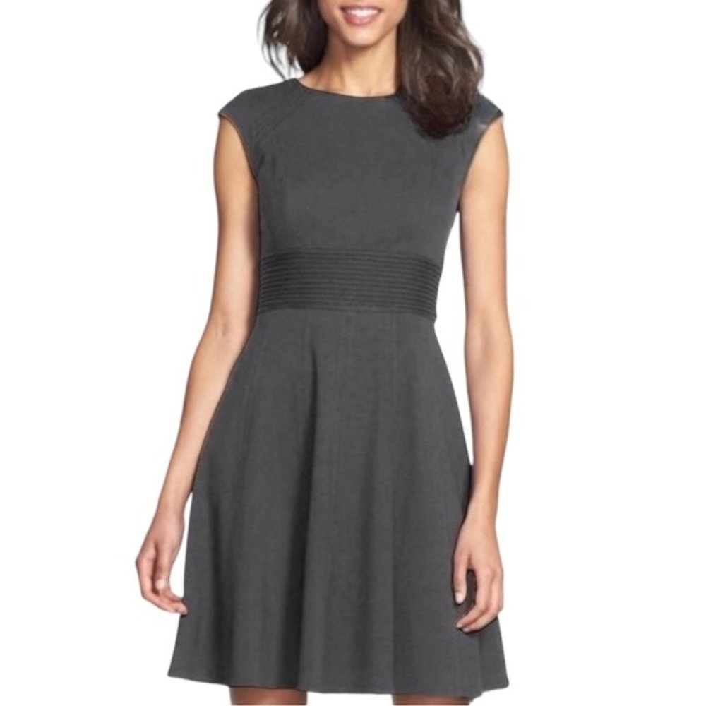Eliza J Charcoal Gray Fit-and-Flare Dress
